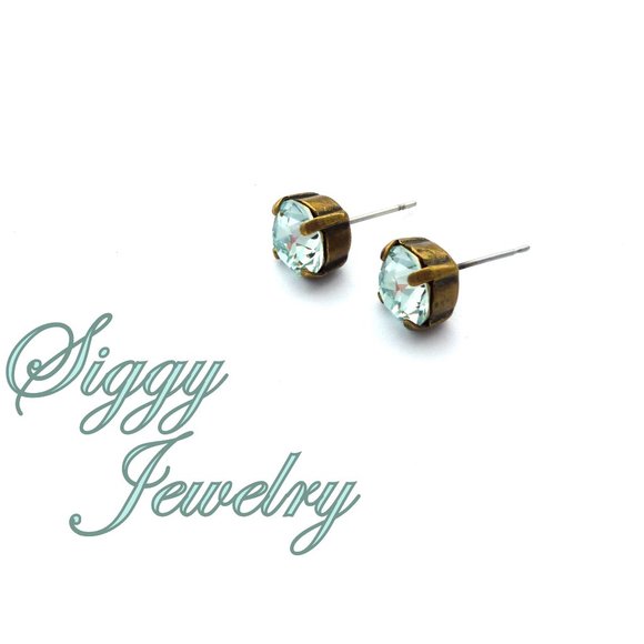 Swarovski Crystal Light Azore Pale Blue Studs - Picture 4 of 7